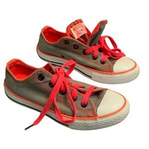 Converse Chuck Taylor Kids All-star Grey Orange Double Tongue Girls Size 1